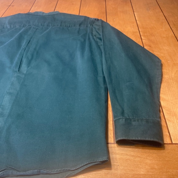 King Ranch Band Collar Button Up Shirt Size Large Color Green Made in USA - Picture 13 of 14